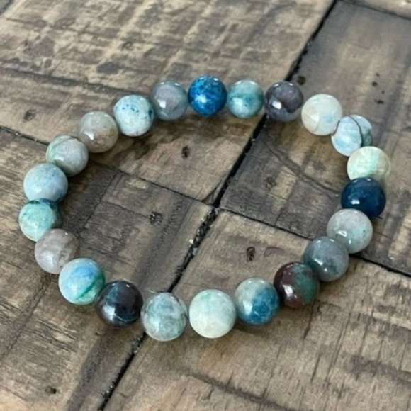 8mm Chrysocolla Stretch Bead Bracelet - Picture 7 of 7